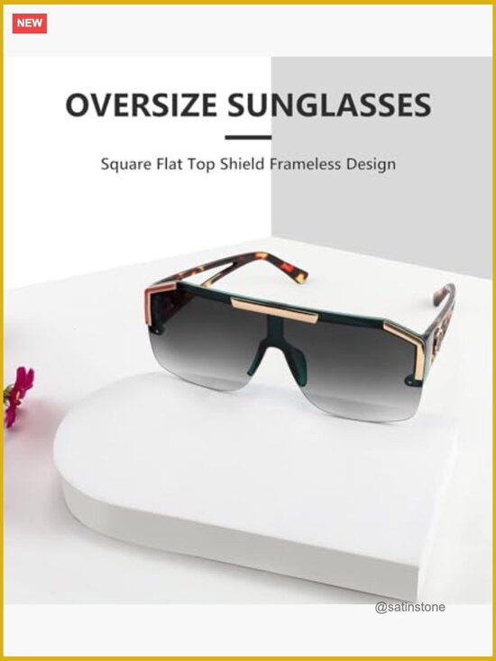 Square Oversized Shield Sunglasses UV400 One Piece Lens Unisex main image 6